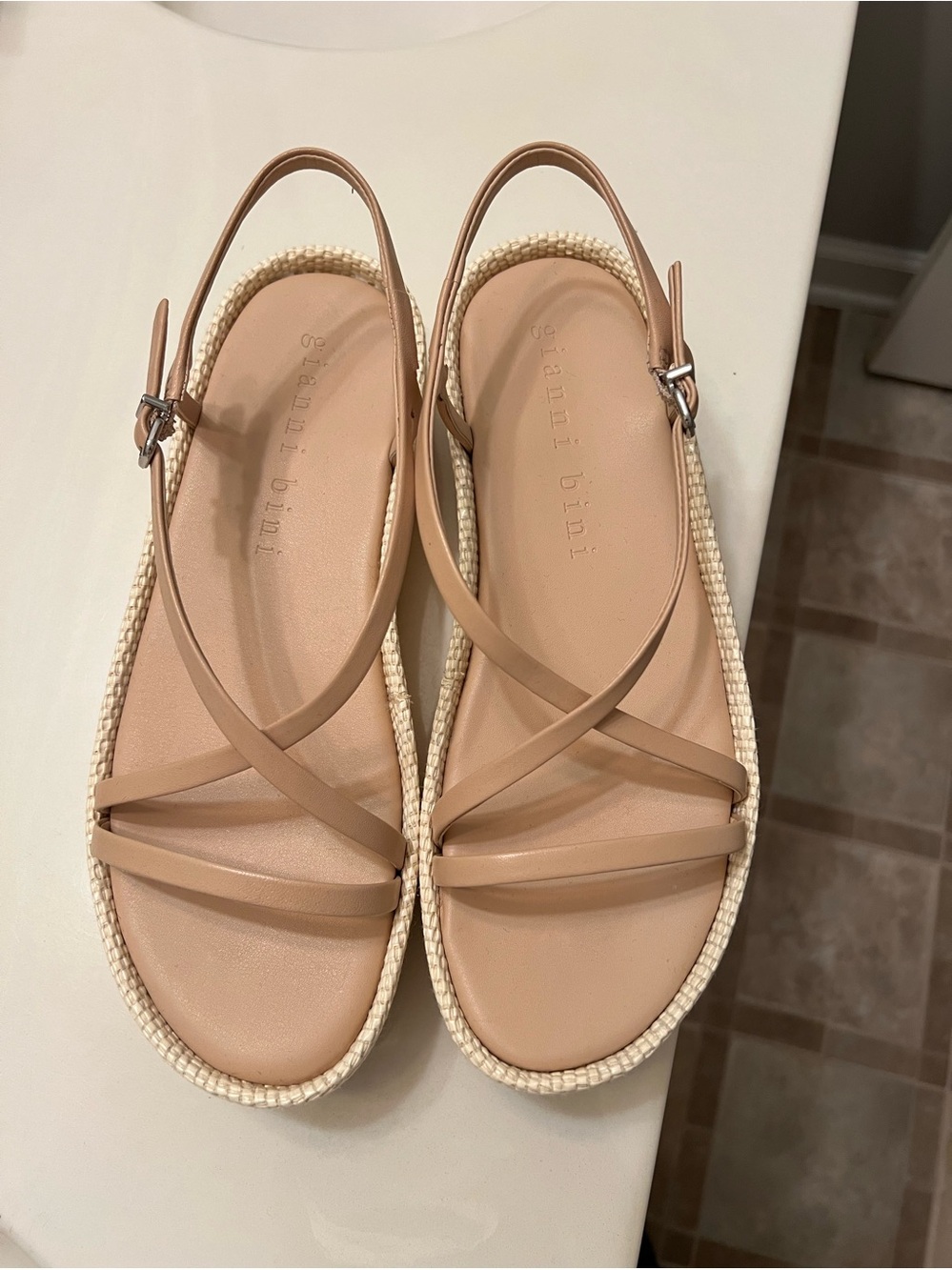 Gianni Bini Light Tan Strappy Slingback Sandals